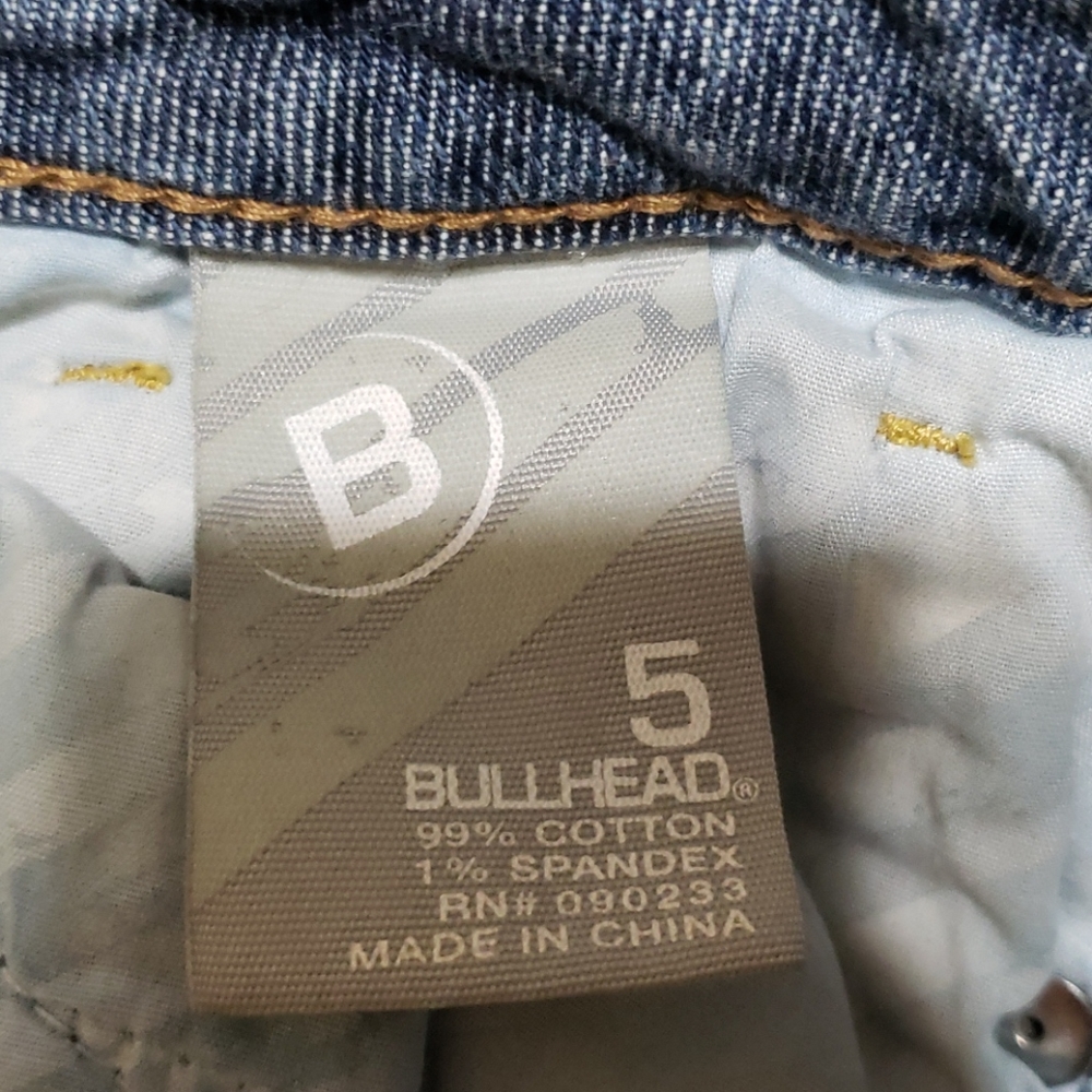 PAC Sun Bullhead Cut-Off Jean Shorts Juniors Size 5 Blue Denim - Picture 7 of 9
